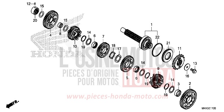 GETRIEBE (GEGENWELLE) (CRF1000D/D2/DL/DL2) von Africa Twin PEARL GLARE WHITE (NHB53HB) von 2018